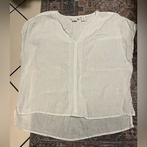 Women’s House of Harlow 1960 100% Linen Embroidered V-Neck Popover Blouse Large